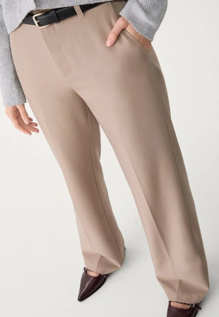 Брюки прямого кроя из струящейся ткани с поясом- Заказать в России