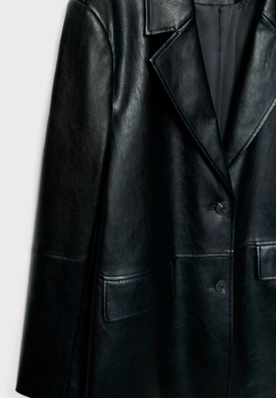 Black|1937/379 - Stradivarius Пиджак из искусственной кожи