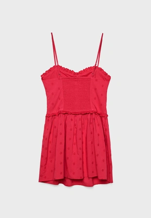 SHORT STRAPPY DRESS WITH EMBROIDERY- Заказать в России