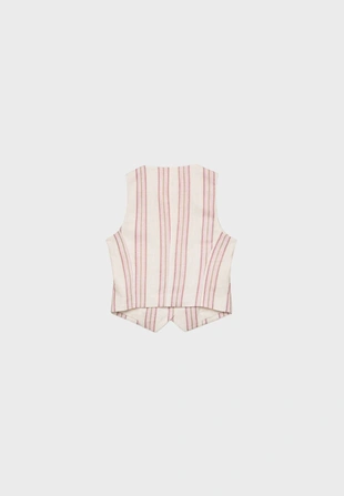 Vanilla|1961/201 - Stradivarius Жилет из смесового льна в полоску с пуговицами