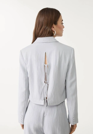 Pearl grey|1904/477 - Stradivarius Укороченный блейзер с завязками сзади