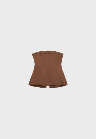 Brown|2241/593 - Stradivarius Топ-бюстье из рельефной ткани с пуговицами