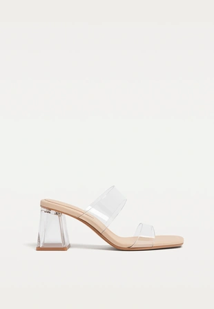 BEIGE|9204/570 - Stradivarius Виниловые босоножки на широком каблуке