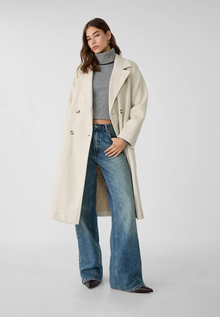 Ecru|5818/183 - Stradivarius Тренч из ткани SOFT TOUCH