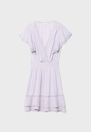 Lilac|7180/602 - Stradivarius Короткое платье из струящейся ткани с воланами