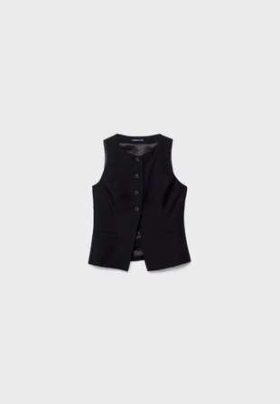 Black|1956/719 - Stradivarius Жилет классического кроя с пуговицами