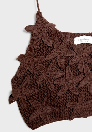 Ажурный топ с цветами- Заказать в России