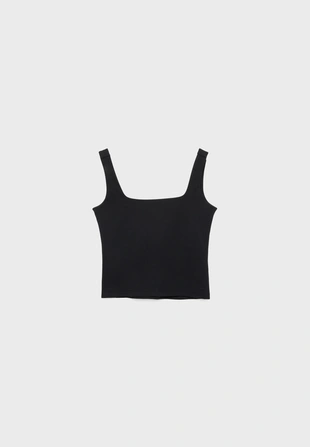 Black|7695/665 - Stradivarius Базовый топ с квадратным вырезом