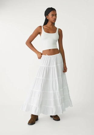 White|7417/490 - Stradivarius Длинная юбка с воланами