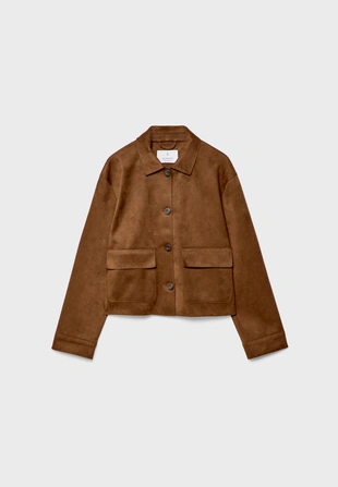 Brown|1716/403 - Stradivarius Куртка из искусственной овчины с карманами