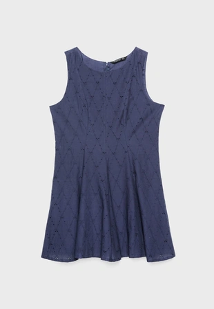 Navy blue|7214/580 - Stradivarius Короткое платье с вышивкой