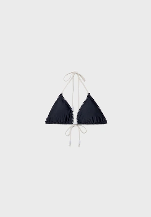 Black|9020/825 - Stradivarius Бюстгальтер бикини с треугольными чашками и вышивкой