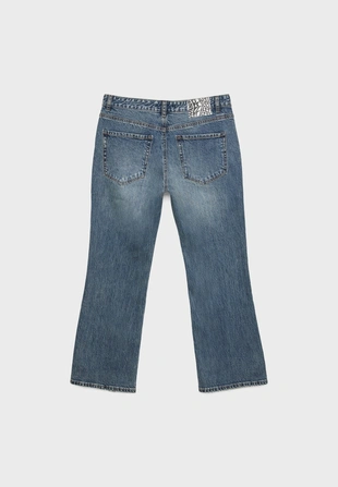 MEDIUM LIGHT BLUE DENIM|7267/875 - Stradivarius Укороченные расклешенные джинсы