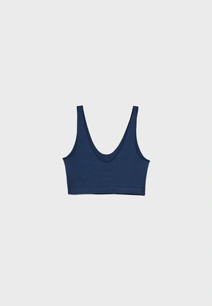 Navy blue|7686/550 - Stradivarius Базовый бесшовный укороченный топ