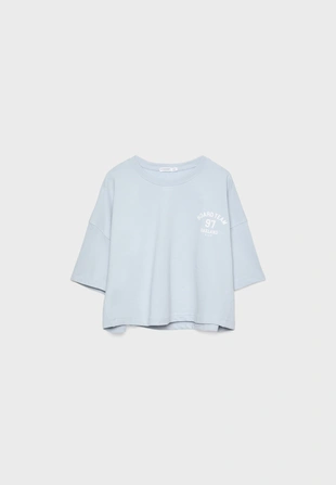 Sky blue|7698/597 - Stradivarius Футболка с принтом