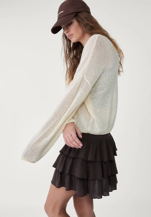 Ecru|7536/100 - Stradivarius Свитер из трикотажа с длинными рукавами