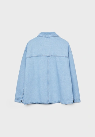 MEDIUM LIGHT BLUE DENIM|1742/692 - Stradivarius Джинсовая куртка с карманами