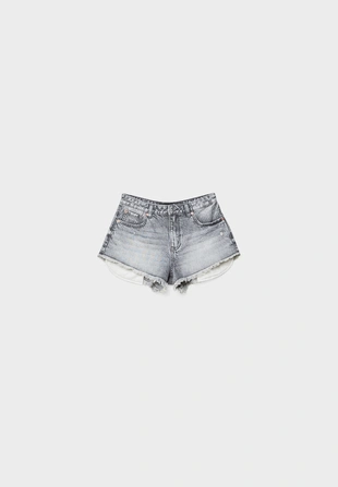 Купить Stradivarius Джинсовые шорты с микропринтом
