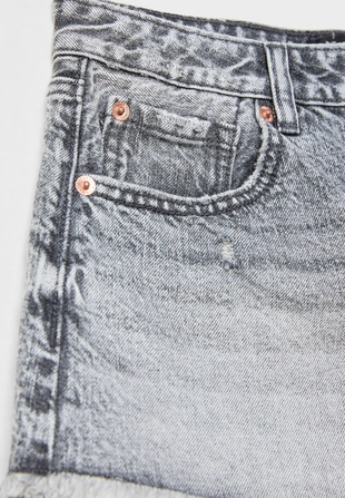 DARK GREY DENIM WASH|1350/499 - Stradivarius Джинсовые шорты с микропринтом