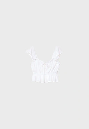 White|2081/458 - Stradivarius Топ из струящейся ткани с воланами