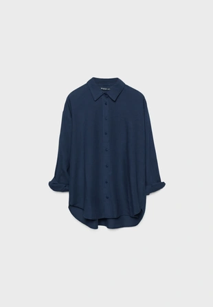 Navy blue|2027/022 - Stradivarius Повседневная рубашка в стиле рустик