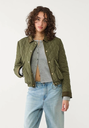 Сеганая куртка из вельвета с контрастной отделкой- Заказать в России