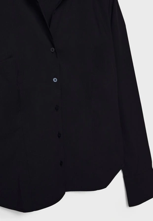 Black|6012/703 - Stradivarius Базовая рубашка облегающего кроя