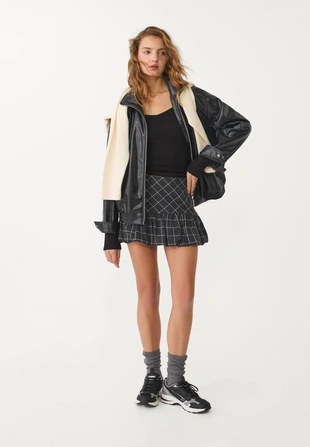 Юбка-шорты в клетку с объемным силуэтом- Заказать в России