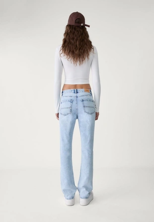 Light blue|7342/227 - Stradivarius Джинсы прямого кроя с комфортной высокой посадкой