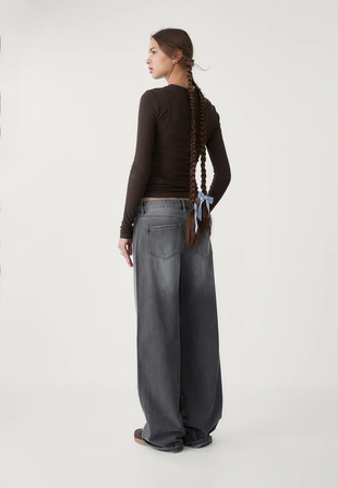 BLACK DENIM WASHED EFFECT |7356/506 - Stradivarius Джинсы свободного кроя