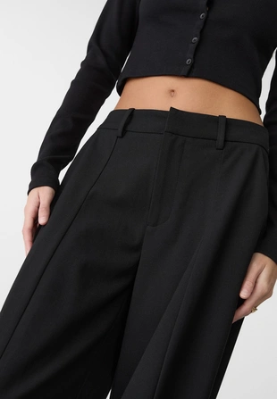 Black|8310/110 - Stradivarius Брюки с широкими штанинами и декоративными швами