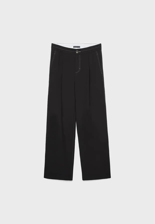 Black|7266/187 - Stradivarius Брюки с защипами и декоративной строчкой