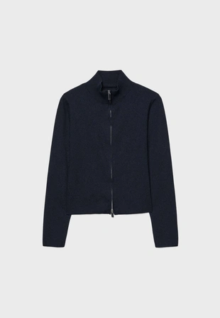 Navy blue|1606/484 - Stradivarius Трикотажный кардиган облегающего кроя с молнией
