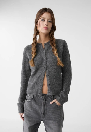 Dark grey|8559/320 - Stradivarius Трикотажный кардиган на пуговицах