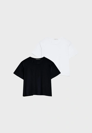 Набор из 2 укороченных топов с короткими рукавами- Заказать в России