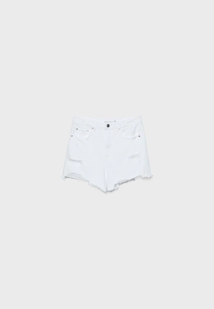 White|1362/729 - Stradivarius Джинсовые шорты с разрезами D75