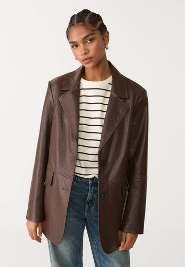 Stradivarius Пиджак из искусственной кожи