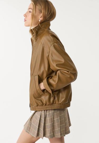 Stradivarius Куртка оверсайз из искусственной кожи