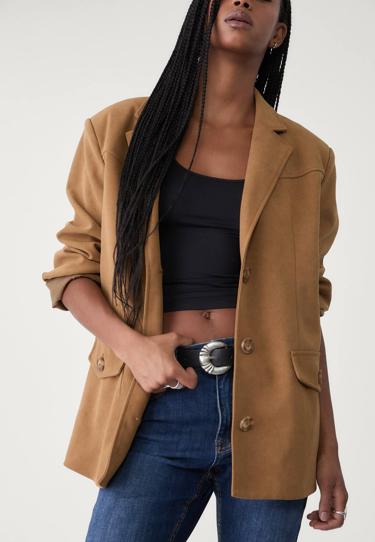 Stradivarius Блейзер из искусственной замши купить с доставкой.