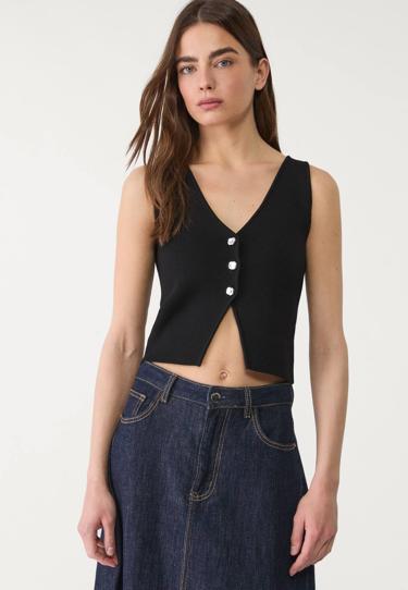 Stradivarius Трикотажный топ на пуговицах