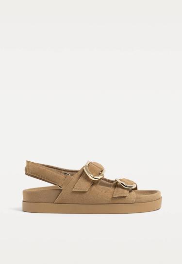 Stradivarius Кожаные сандалии с пряжками купить с доставкой.
