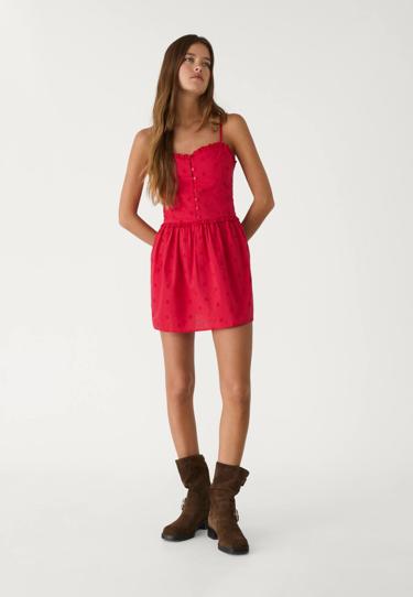 Stradivarius Short strappy dress with embroidery