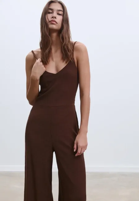 Длинный струящийся комбинезон на бретелях- Заказать в России