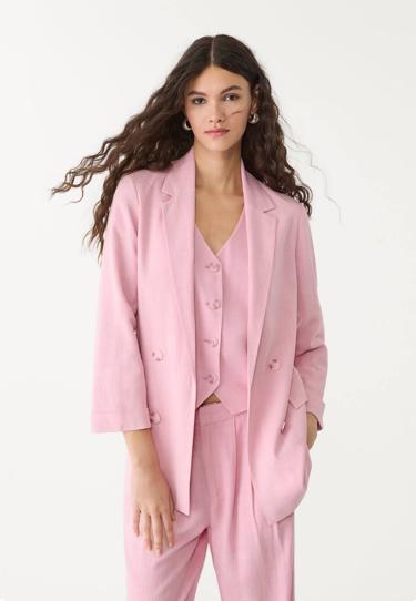 Stradivarius Открытый блейзер из смесового льна купить с доставкой.