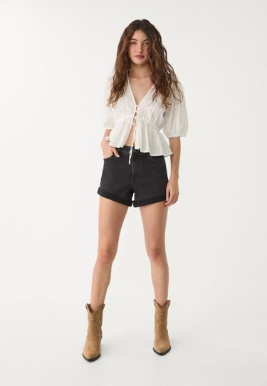 Stradivarius Шорты MOM FIT облегающего кроя D85
