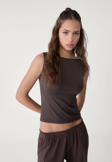 Stradivarius Футболка с вырезом “лодочка” без рукавов