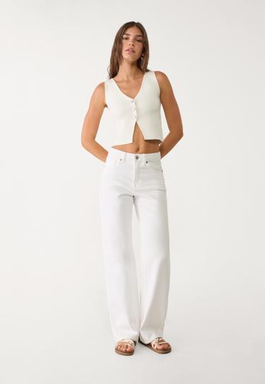 Stradivarius Трикотажный топ с пуговицами купить с доставкой.