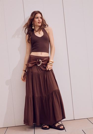 Stradivarius Юбка миди в стиле бохо