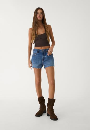 Stradivarius Джинсовые шорты со средней посадкой