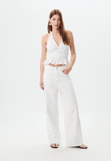 Stradivarius Топ с вышивкой и горловиной халтер